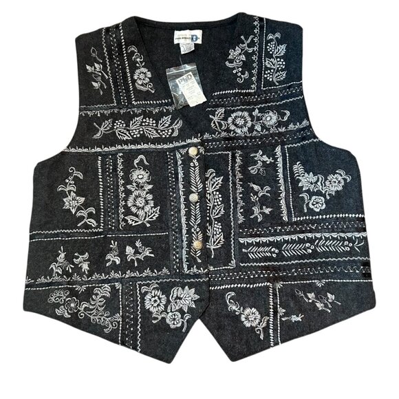 Vintage Paul Harris Design Folk Ornate Embroidered Wool Blend Vest L - Picture 1 of 6